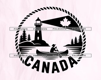 Canadian Adventure SVG, Canoe, Lighthouse, Maple Leaf Clipart (Digital Download)