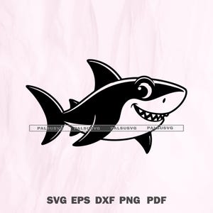 Cute Shark Silhouette Vector - SVG, EPS, Dxf, PNG instant download for Ocean Crafting