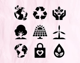 Eco Friendly SVG Icon Set | Sustainability Clipart (Instant Download)