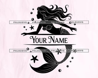 Split Mermaid Name Frame SVG Cut File Cricut Silhouette Under the Sea ...