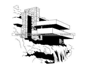 Frank Lloyd Wright 落水荘絵画 フランク・ロイド・ライトによる美しすぎる傑作住宅「落水荘