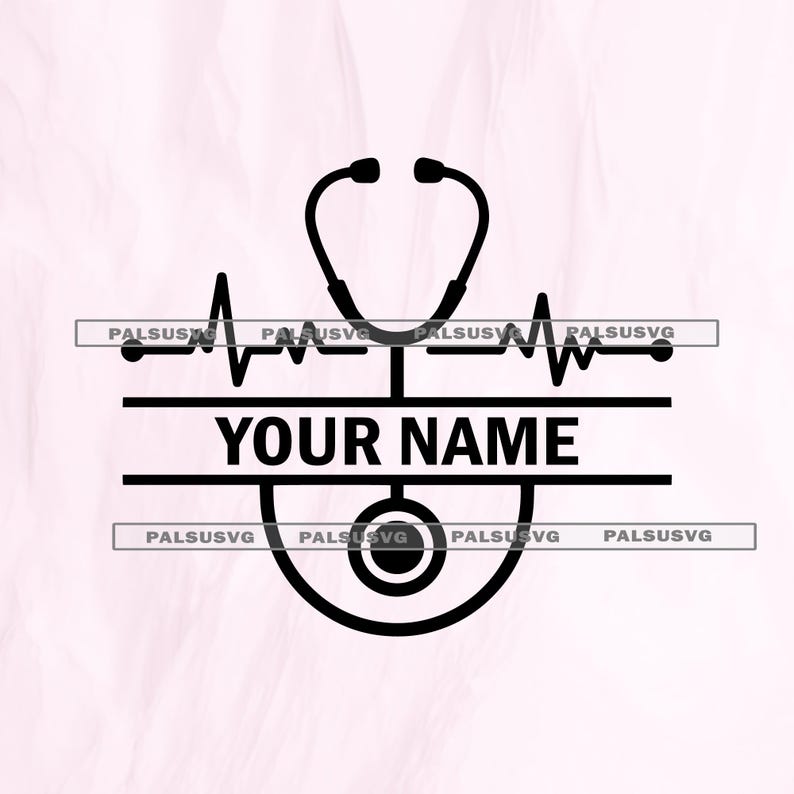 Nurse Split Monogram SVG – Stethoscope Heartbeat Personalized Name ...