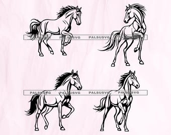 Equestrian Horse SVG Bundle, Silhouette Cut Files (Instant Download)