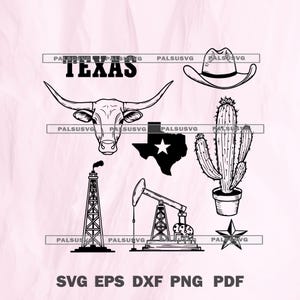 Texas Pride SVG Bundle - Longhorn, Cowboyhut, Kaktus | Cricut & Silhouette Schnittdateien, Sofort download