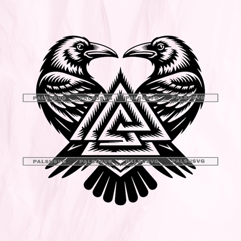 Huginn Vector Odin's Ravens Valknut SVG, Norse Mythology, Viking Clipart (digital ...