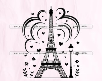 Eiffel Tower SVG, Paris Art, Romantic Anniversary Gift (PNG File)