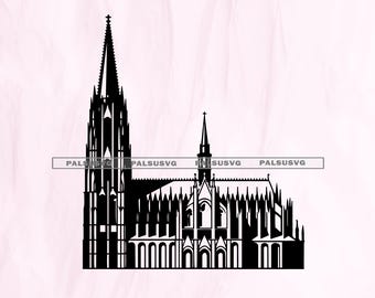 Cologne Cathedral SVG, Kölner Dom Cut File for Cricut, Silhouette, Germany Landmark Vector,  cricut silhouette - instant download