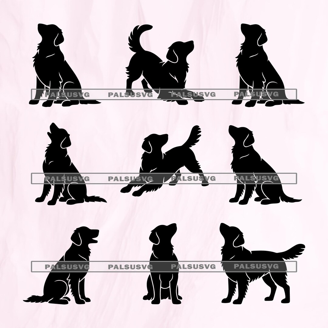 Golden Retriever SVG Bundle, Dog Silhouette Clipart (digital Download ...