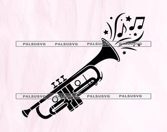Trumpet SVG – Jazz Music Instrument Cut File (Digital Download)