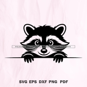 Cute Raccoon SVG | Peeking Raccoon Clipart | Cricut Cut File | Silhouette Design | PNG DXF Eps Pdf- Instant Download