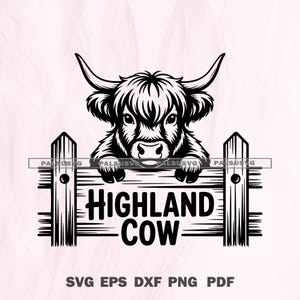 Peeking Highland Cow SVG - Farm Animal Digital Cut File for Cricut, Silhouette | Cow Lover  Cut File Cricut, Silhouette | Instant Download