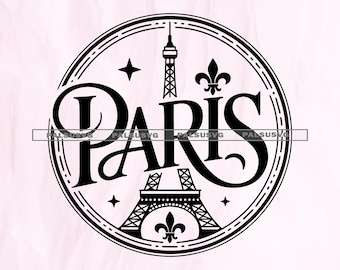 Eiffel Tower Paris SVG, France Souvenir Clipart (Digital Download)