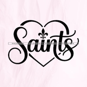 Saints SVG, Ornate Fleur de Lis Cut File for Cricut, New Orleans Football PNG, NOLA Script Clipart, Who Dat Silhouette, Instant Download