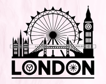 London Skyline SVG, Big Ben, London Eye, Travel Souvenir (Digital Files)