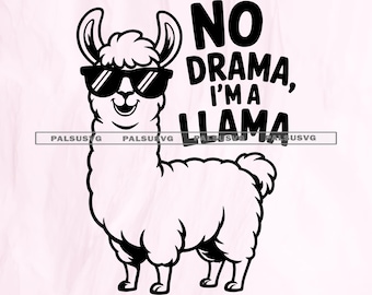No Drama Llama SVG, Sarkastisk Alpacka PNG, Rolig Sassy Clipart (Digital Nedladdning)