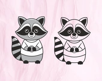 Cartoon Raccoon Clipart, SVG, PNG, Vector (Digital Download)