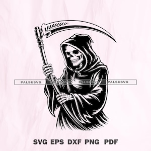 Grim Reaper Scythe SVG - Halloween Skeleton Death Digital Cut File | Gothic Dark Art Cut File Cricut, Silhouette, Cameo | Instant Download