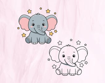 Baby Elephant Vector, Cricut SVG (png, eps, ai, dxf, pdf) (Instant Download)