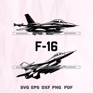 F-16 Fighter Jet SVG, Military Aircraft Cut File for Cricut, Silhouette, Aviation Vector, instant download
