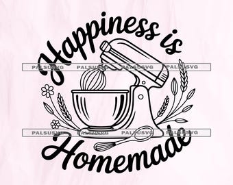 Happiness Is Homemade SVG – Vintage Stand Mixer Baking Cut File (Digital Download)