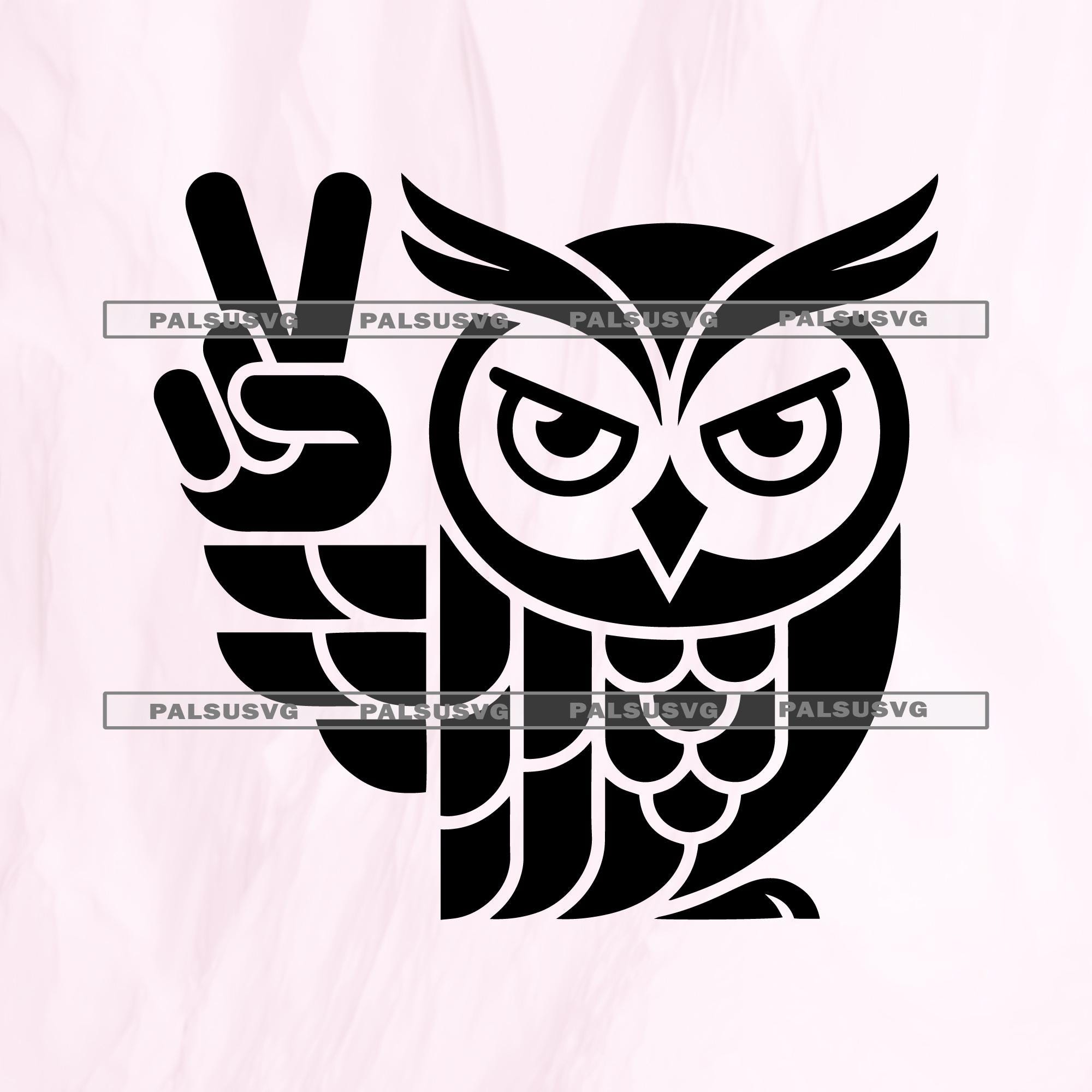 Peace Sign Owl SVG – Funny Bird Cut File (Digital Download)