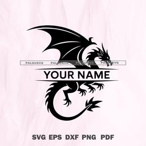 Custom Split Monogram Dragon SVG | Mythical Creature Cut File (Instant Download)