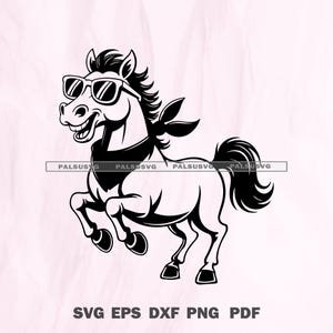 Grappig paard-svg | Crazy Horse-clipart | Cricut gesneden bestand | Cricut-silhouet | PNG DXF-eps | Direct downloaden