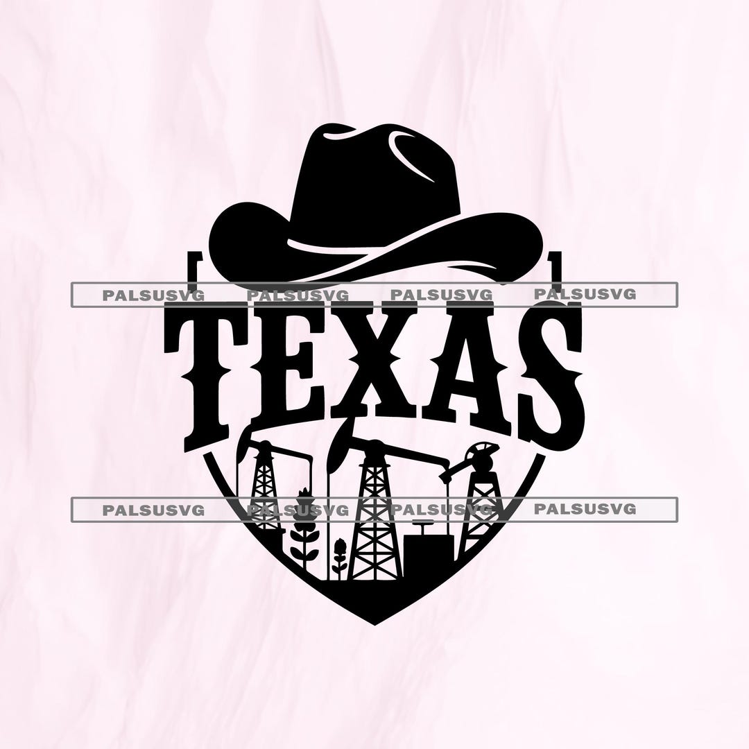 Texas State Emblem SVG – Oil Rig & Cowboy Hat Cut File (digital ...