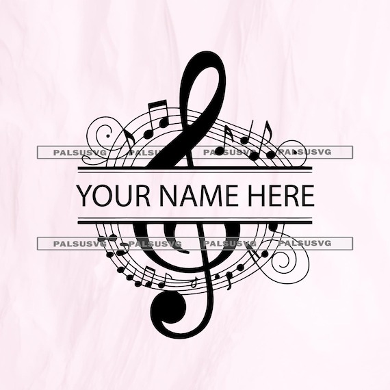 Treble Clef Music Monogram SVG, Custom Name Frame (Digital Download)