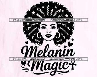 Melanin Magie Afro Frau SVG, Black Pride Art (digitaler Download)