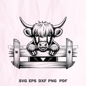 Peeking Highland Cow SVG - Farm Animal Digital Cut File for Cricut, Silhouette | Cow Lover  Cut File Cricut, Silhouette | Instant Download