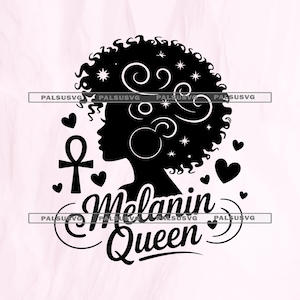 Melanin Queen SVG, Black Woman SVG, Afro Queen Art, Black Girl Magic Shirt, Black History Month, Cricut Cut File for Sublimation PNG