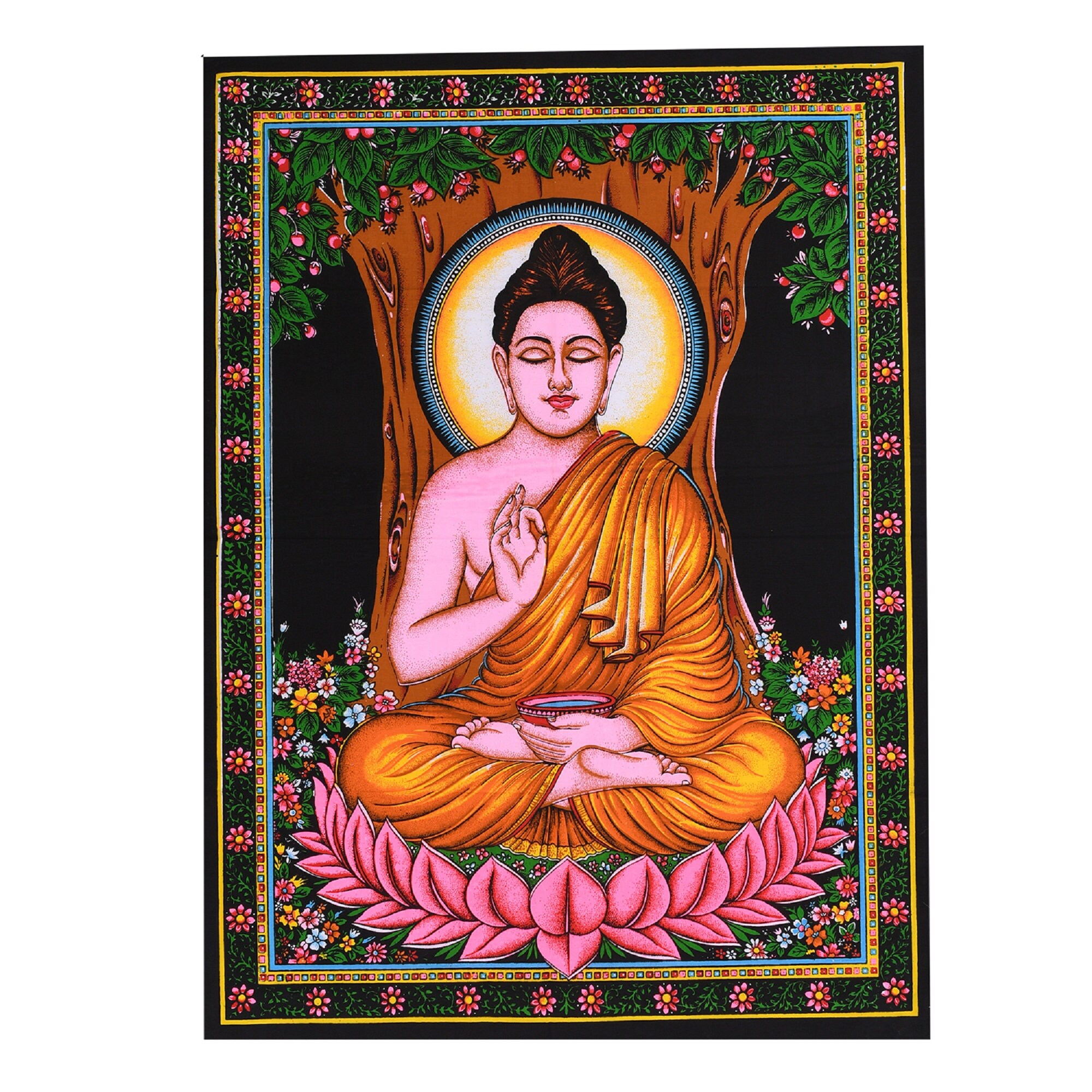 Lord budha tapestry indian religious wall poster cotton home  Etsy