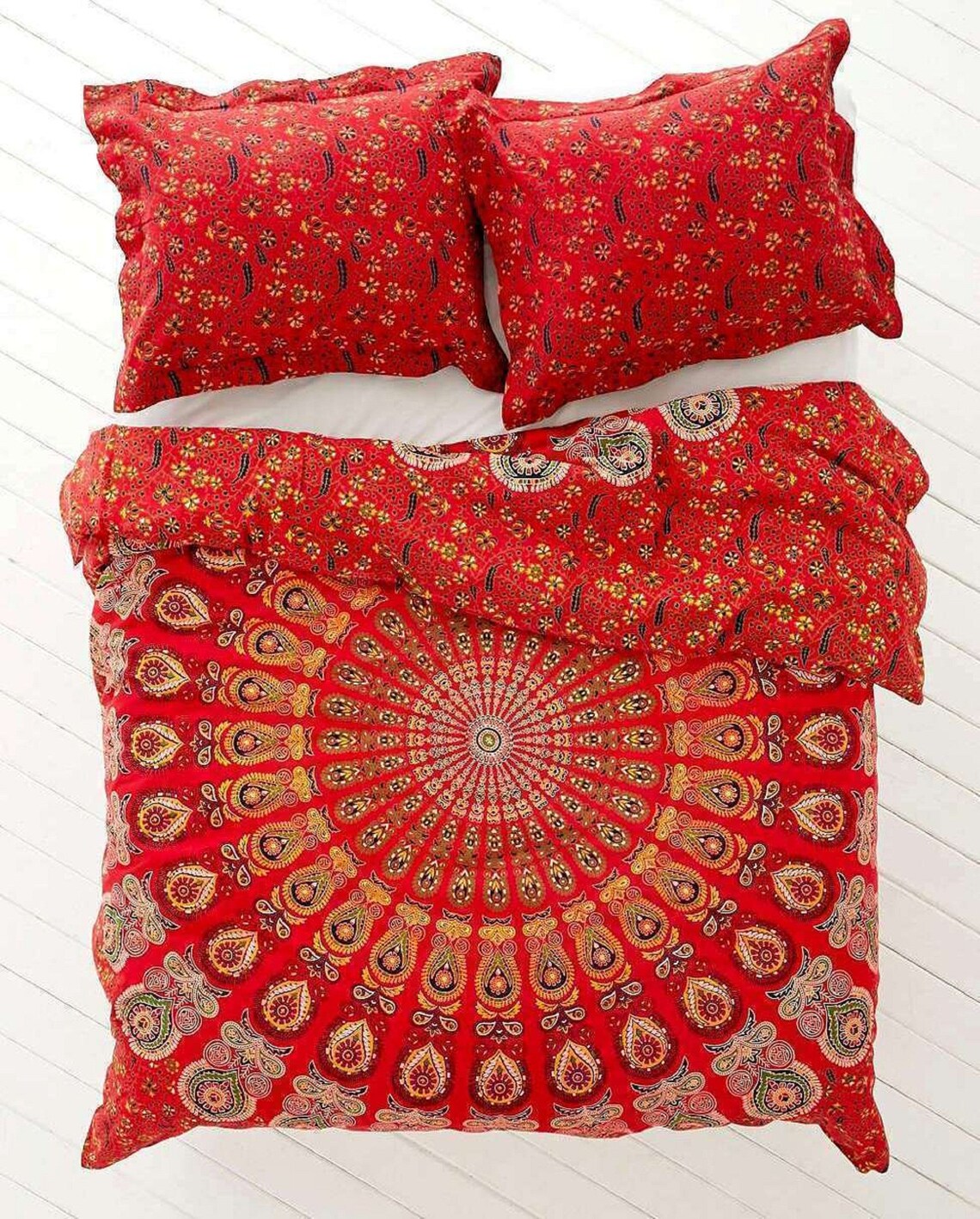 Red Mandala Duvet Cover Set Rajasthani Bedding Handmade Etsy