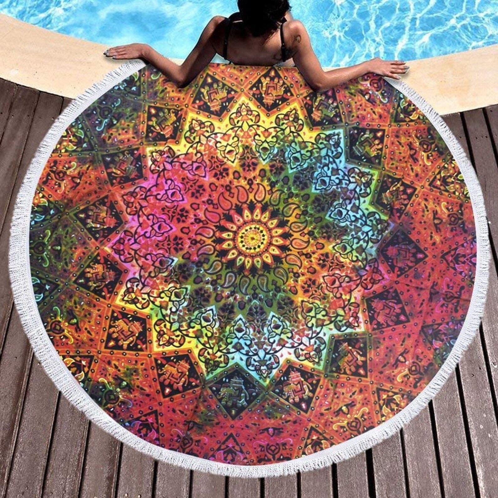 Hippie Boho Bohemian Round Tapestry Bedding Round Tapestry Etsy