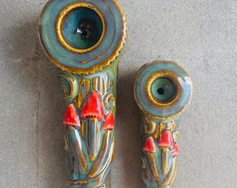 Ceramic Pipe, Mushroom Pipe, Handmade Pottery
