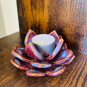 Candle Holder, Ceramic Lotus