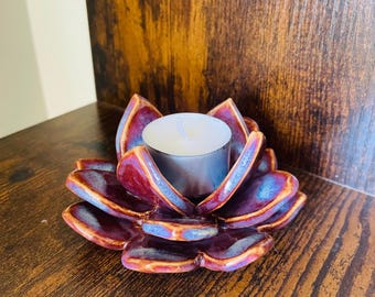 Candle Holder, Ceramic Lotus