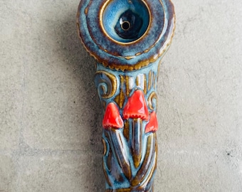 Ceramic Pipe, Mushroom Pipe, Handmade Pottery