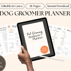 PELUQUERÍA DE MASCOTAS Planificador de negocios definitivo / Paquete de peluquería canina / Boletín de calificaciones de mascotas Admisión de nuevos clientes / A4 Descarga instantánea Imprimible Personalizable