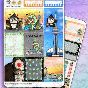 Mini Kit - Nynyzilla VS Rai Kong (fits EC, PPweek etc.) Planner Stickers