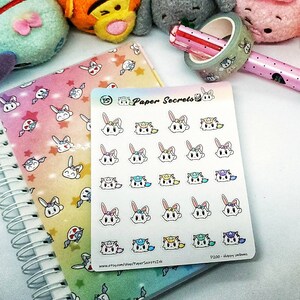 Stickers décoratifs Happy Uni & Bunni (pour PCPE, Hobonichi, scrapbooking, Jibun, bulletjournal, etc.)