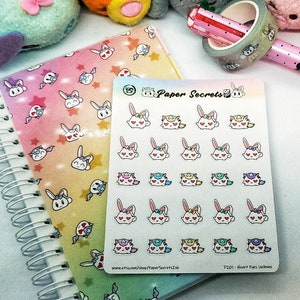 Stickers décoratifs Heart Eyes Uni & Bunni (pour PCPE, Hobonichi, scrapbooking, Jibun, bulletjournal, etc.)