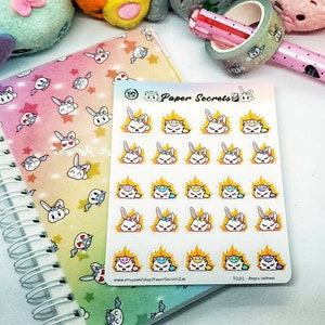 Stickers décoratifs Angry Uni & Bunni (pour PCPE, Hobonichi, scrapbooking, Jibun, bulletjournal, etc.)