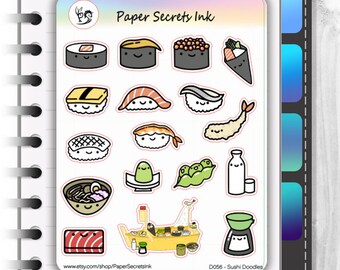 Sushi Doodles Decorative Planner Stickers (for ECLP, Hobonichi, Happy Planners, Plum Planners, Printpression, Bulletjournals etc)