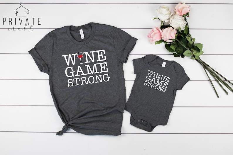 Mother's Day Gift Matching Mom Daughter Wine Game Strong Whine Game Strong Tee Cute Mommy & Me Kids Toddler Raglan TShirt