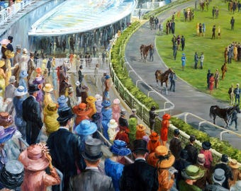 Ascot, New paddock. Giclee Print on canvas.