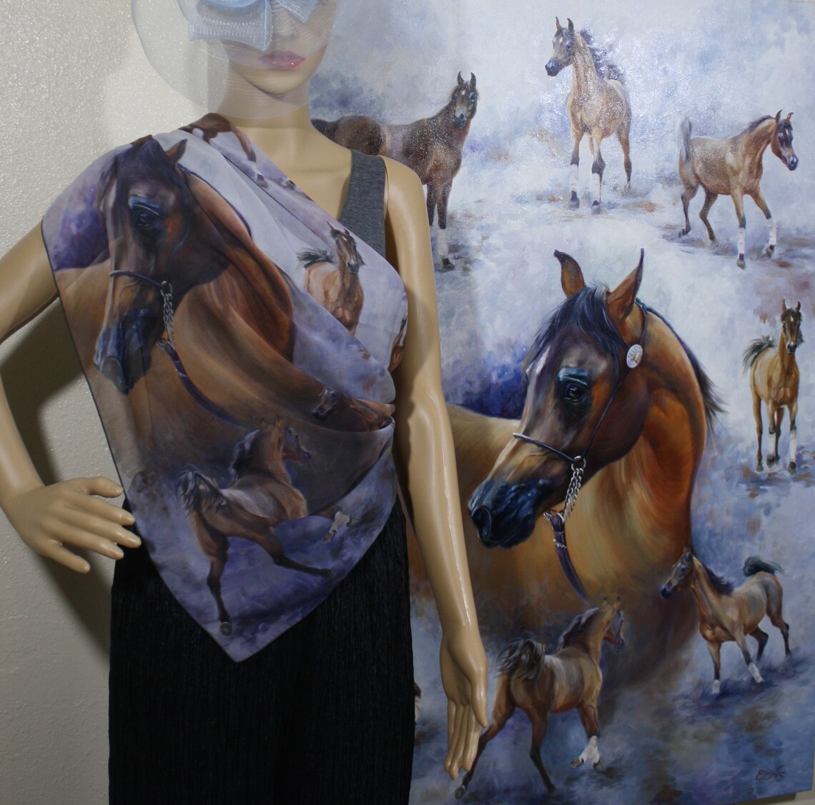 Arabian Horse Scarf, 36''x 36'' Etsy