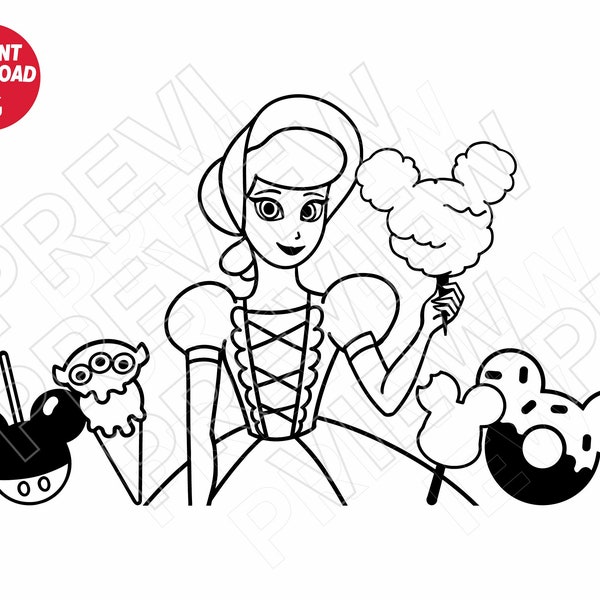 Bo Peep SVG Toy story snacks png dxf clipart , cut file outline silhouette