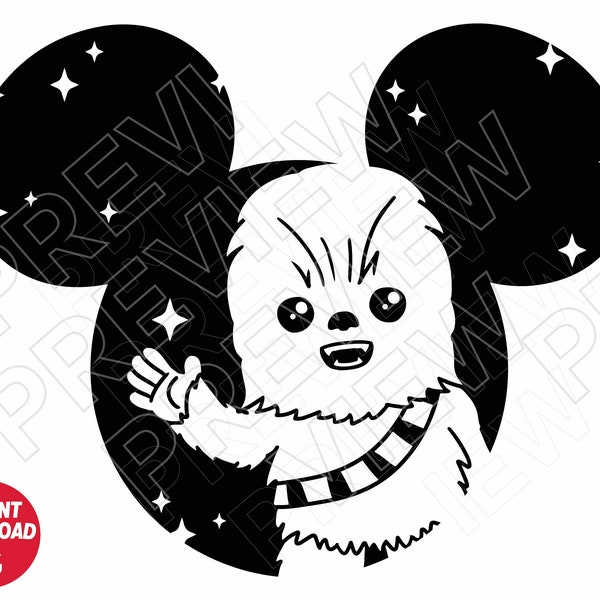 Chewbacca SVG disneyland ears svg png dxf clipart , cut file outline silhouette